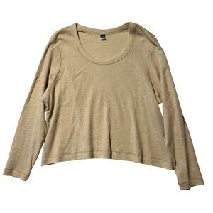Old Navy Women's XXL Thermal Cropped Long Sleeve T-shirt Tan Neutral Casual Cozy